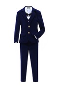 Charger l'image dans la visionneuse de la galerie, Navy Velvet 3 Piece Boy's Formal Boys Suits With Jacket Vest Pants
