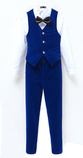 Load image into Gallery viewer, Royal Blue Velvet 3 Piece Boy's Formal Boys Suits With Jacket Vest Pants
