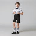 Load image into Gallery viewer, Black 4 Piece Kids Boys' Formal Party Summer Suits Set With Suspenders
