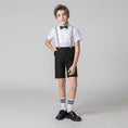 Charger l'image dans la visionneuse de la galerie, Black 4 Piece Kids Boys' Formal Party Summer Suits Set With Suspenders
