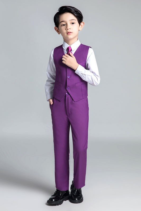 Purple Kid Boys Classic 5 Piece Boys Suits