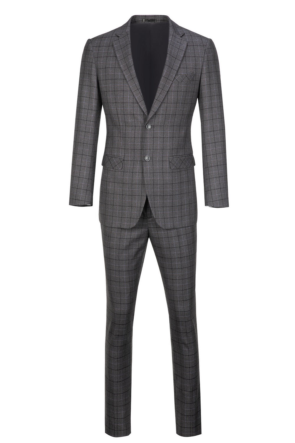 Grey Plaid Men's 3 Piece Set for Party, Wedding and Business