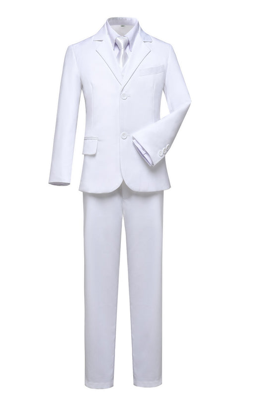 White 3 Piece Kids Boys' Formal Blazer Vest and Pants Dress Suits Set