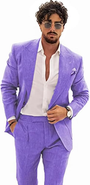 Summer Casual Linen Men's  2 Piece Suit Blazer Pants Set