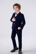 Load image into Gallery viewer, Navy Velvet 5 Piece Boy's Formal Boys Suits
