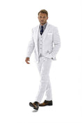 Cargar la imagen en la vista de la galería, Retro Linen Beach Wedding Summer 3 Pieces Men Suits
