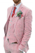 Cargar la imagen en la vista de la galería, Retro Linen Beach Wedding Summer 3 Pieces Men Suits
