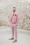 Cargar la imagen en la vista de la galería, Retro Linen Beach Wedding Summer 3 Pieces Men Suits
