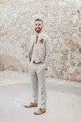 Cargar la imagen en la vista de la galería, Retro Linen Beach Wedding Summer 3 Pieces Men Suits
