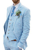 Cargar la imagen en la vista de la galería, Retro Linen Beach Wedding Summer 3 Pieces Men Suits
