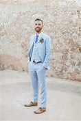 Charger l'image dans la visionneuse de la galerie, Retro Linen Beach Wedding Summer 3 Pieces Men Suits
