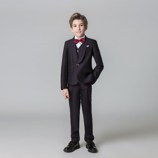 Dark Purple Formal Classic 5 Piece Kids Boys Suits