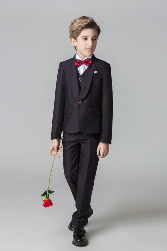 Dark Purple Formal Classic 5 Piece Kids Boys Suits