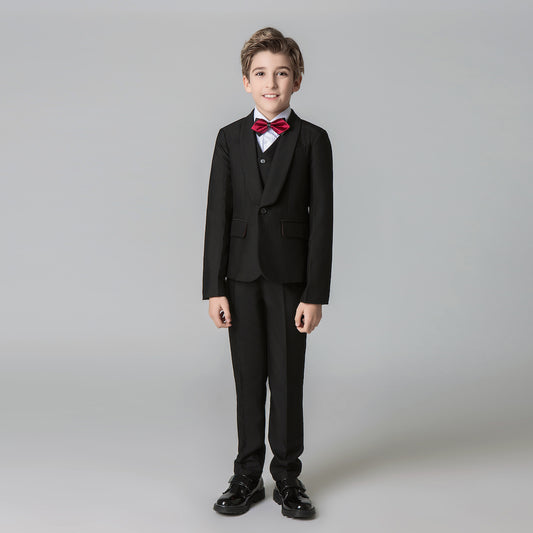 Black Formal Tuxedo 5 Piece Boys Suits