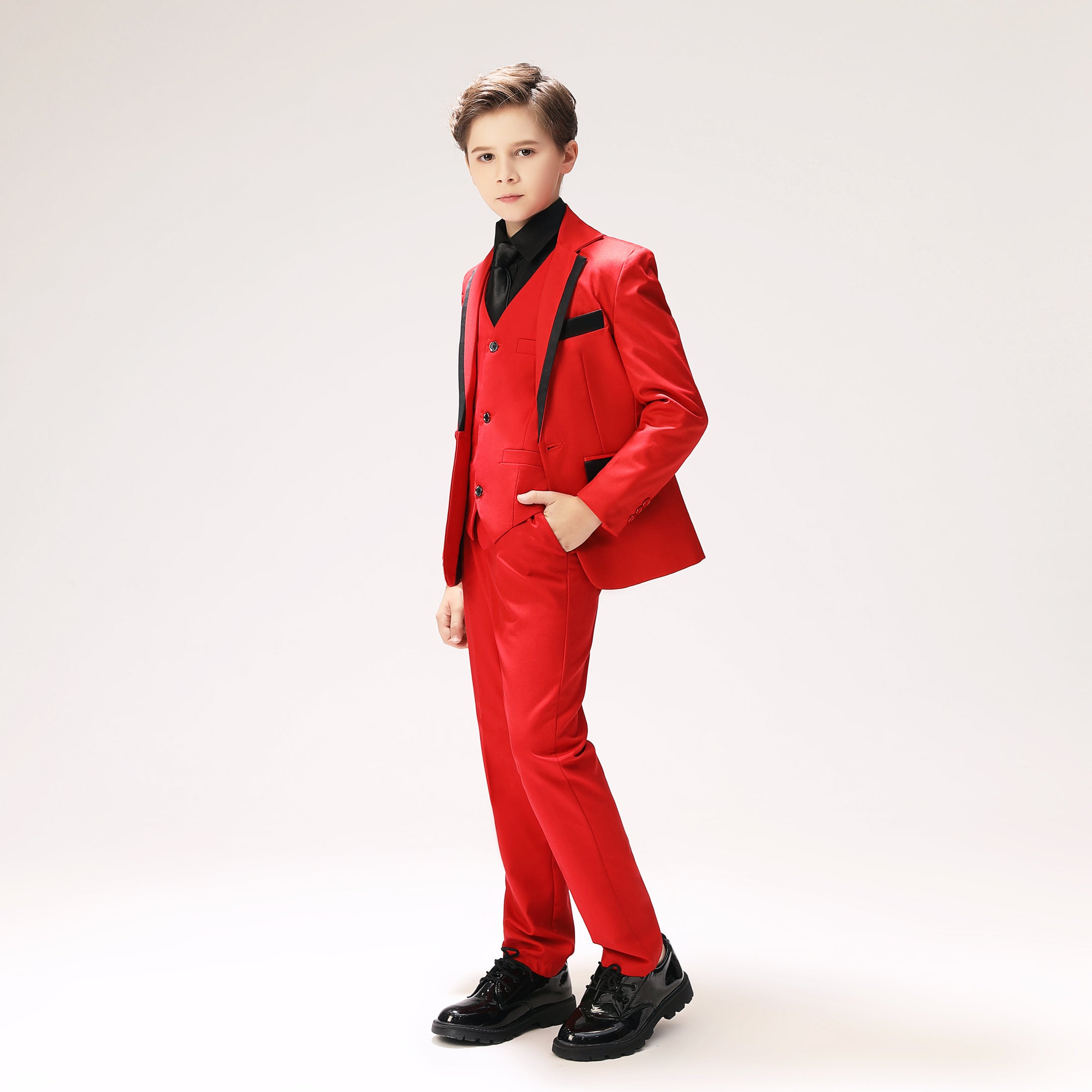 Red Classic Suits Set 5 Piece Boys Suits