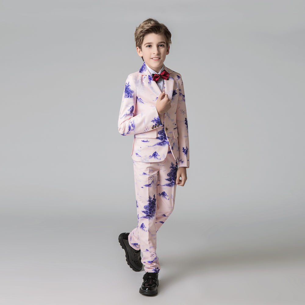 Unique Design Slim Fit Modern 5 Piece Boys Suits