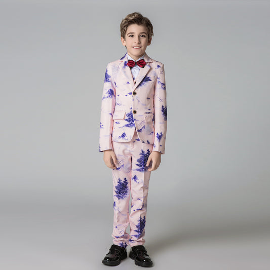 Unique Design Slim Fit Modern 5 Piece Boys Suits