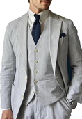 Cargar la imagen en la vista de la galería, Casual Beach Wedding Summer Seersucker Blazer Vest Pants 3 Piece Men Suit
