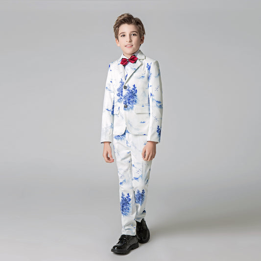 Unique Design Slim Fit Modern 5 Piece Boys Suits