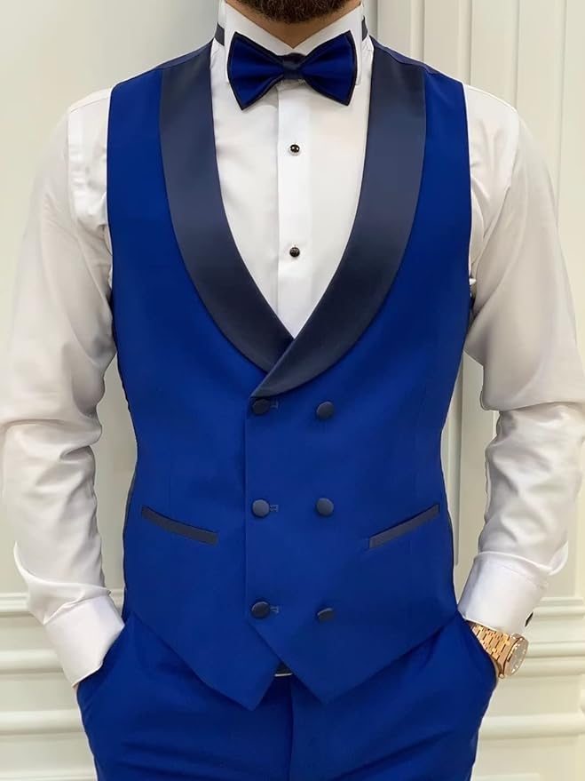 Double Breasted Slim Fit 3 Piece Men's Suit