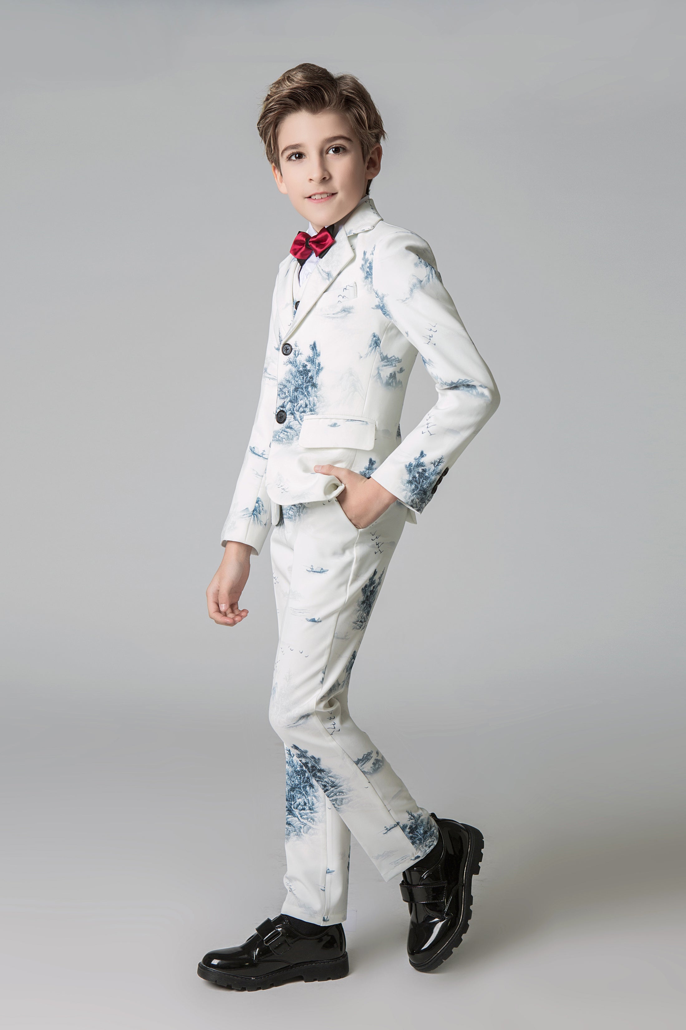 Unique Design Slim Fit Modern 5 Piece Boys Suits