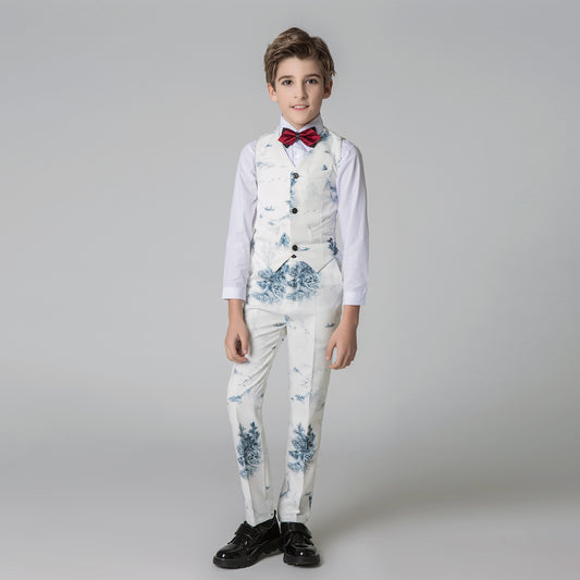 Unique Design Slim Fit Modern 5 Piece Boys Suits