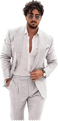 Cargar la imagen en la vista de la galería, Summer Casual Linen Men's  2 Piece Suit Blazer Pants Set
