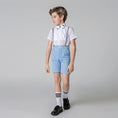 Cargar la imagen en la vista de la galería, Light Blue Frosted Formal Party Summer 4 Piece Suit For Kids Boys' With Suspenders
