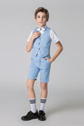 Load image into Gallery viewer, Light Blue Frosted Outfit Summer 4 Piece Kids Boys Suit
