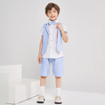 Cargar la imagen en la vista de la galería, Summer Boys Suit 4Pcs Shirt Vest Shorts Tie Set
