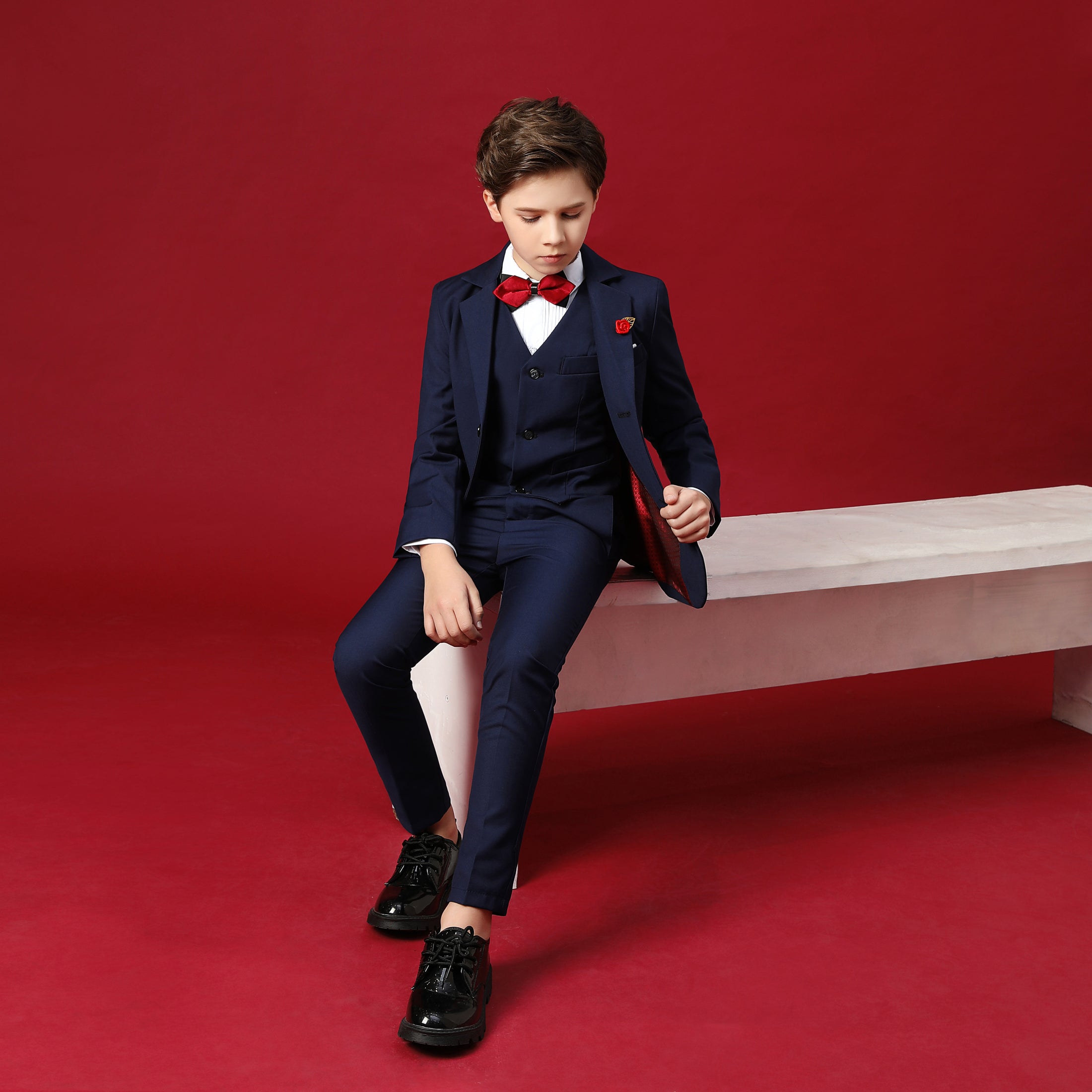 Navy Kid Formal Classic 5 Piece Boys Suits