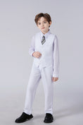 Charger l'image dans la visionneuse de la galerie, White Slim 4 Piece Boy's Formal Suits With Vest+Pants+Shirt+Tie
