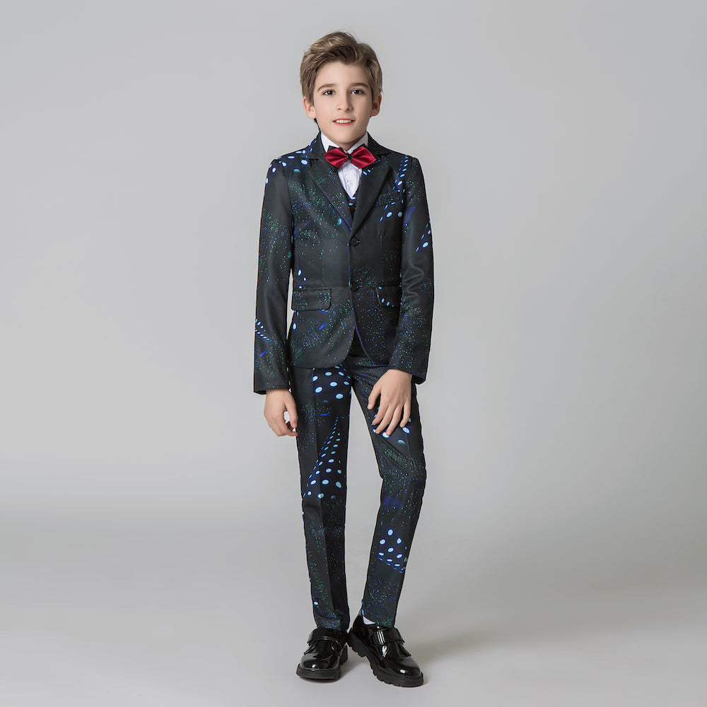 Unique Design Slim Fit Modern 5 Piece Boys Suits