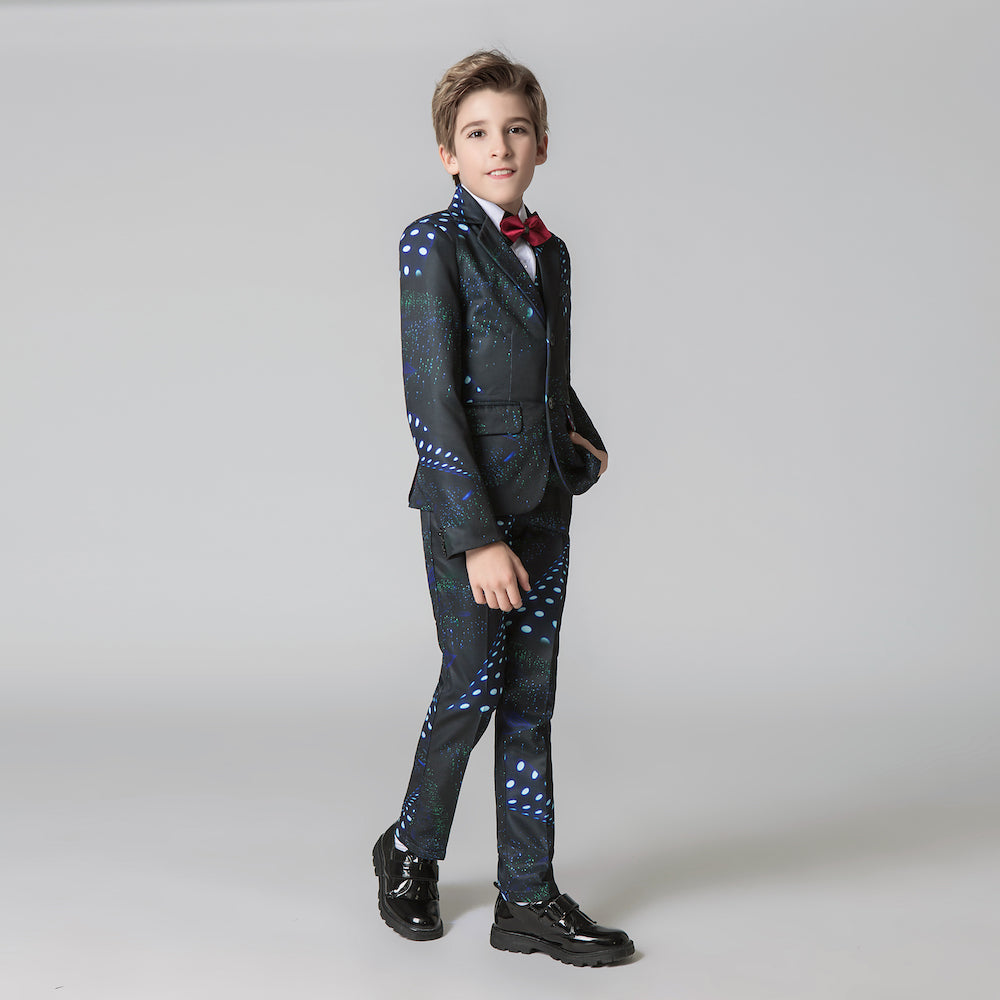 Unique Design Slim Fit Modern 5 Piece Boys Suits