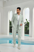 Bild in Galerie-Betrachter laden, Seersucker Double Breasted Blazer Pants 2 Piece Men's Summer Suit
