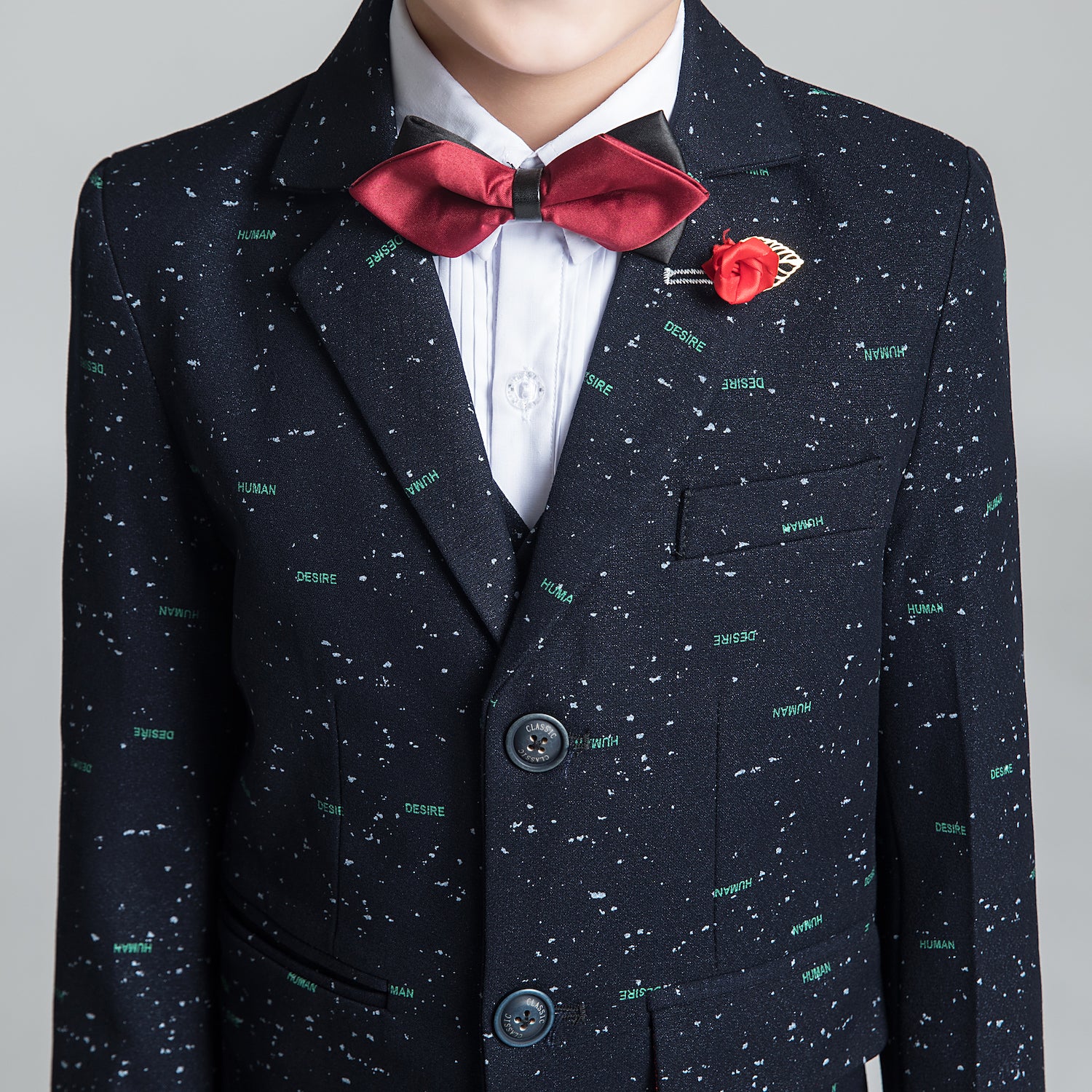 Unique Design Slim Fit Modern 5 Piece Boys Suits