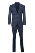 Gallery viewerに画像を読み込む, Navy Plaid Men's 3 Piece Set for Party, Wedding and Business
