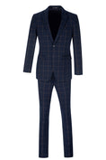 Gallery viewerに画像を読み込む, Blue Men's 3 Piece Set for Party, Wedding and Business ( Orange Plaid )
