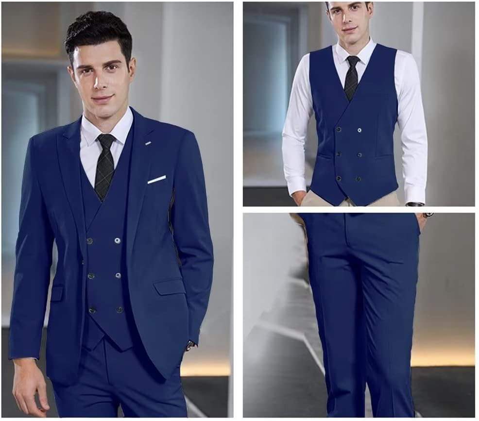 Stylish Peak Lapel Double Breasted One Button 3 Piece Men's Suit