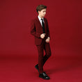 Load image into Gallery viewer, Burgundy Formal School 5 Piece Boys Suits
