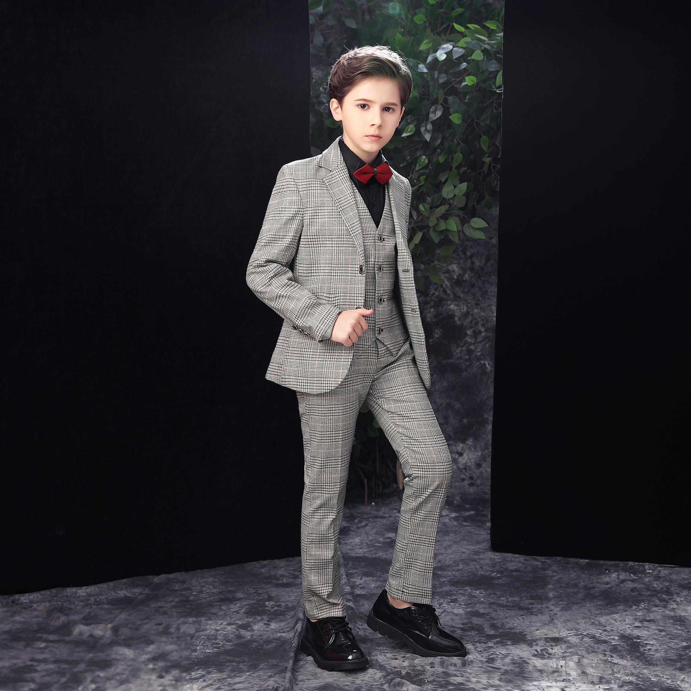 Grey Slim Fit Party 5 Piece Boys Suits