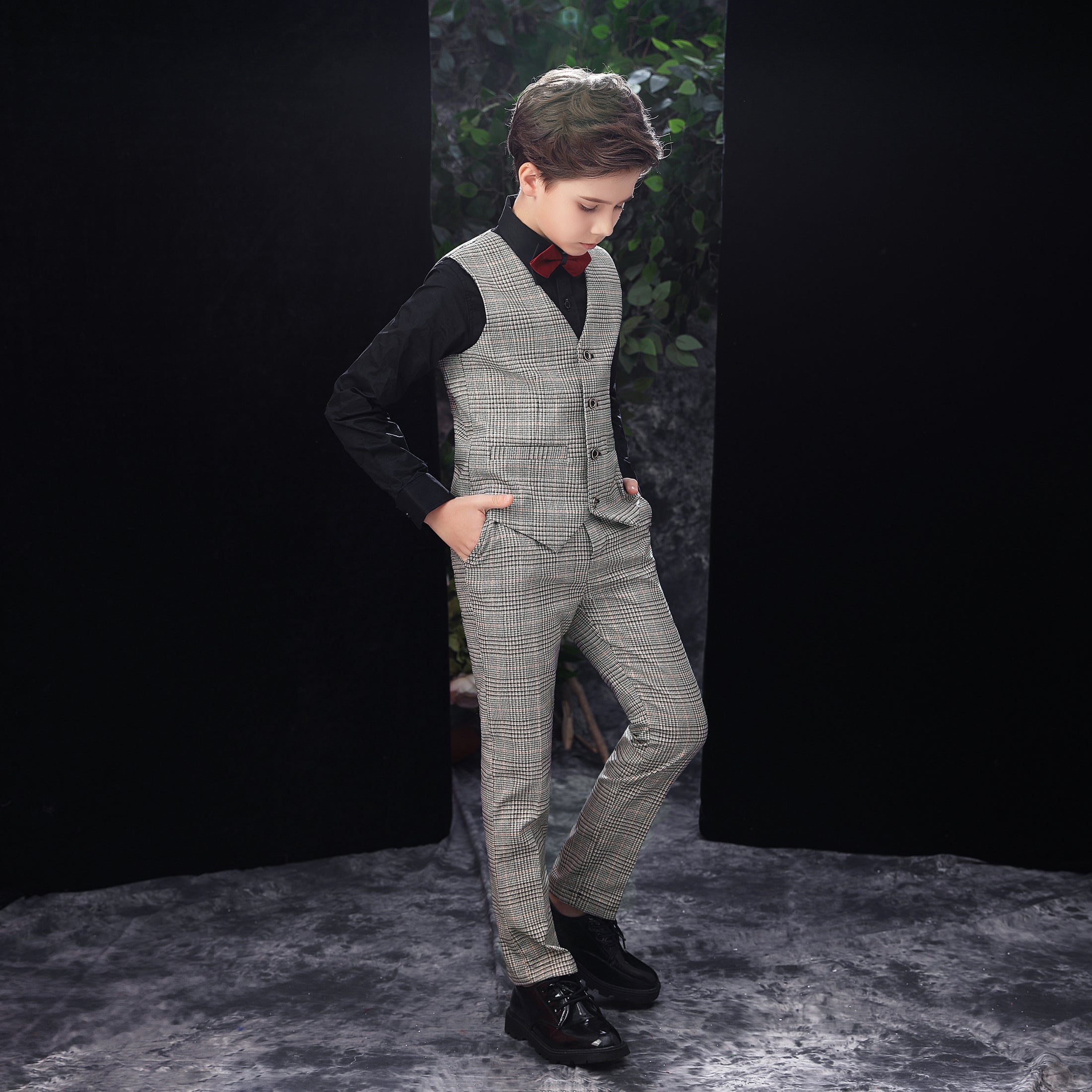 Grey Slim Fit Party 5 Piece Boys Suits