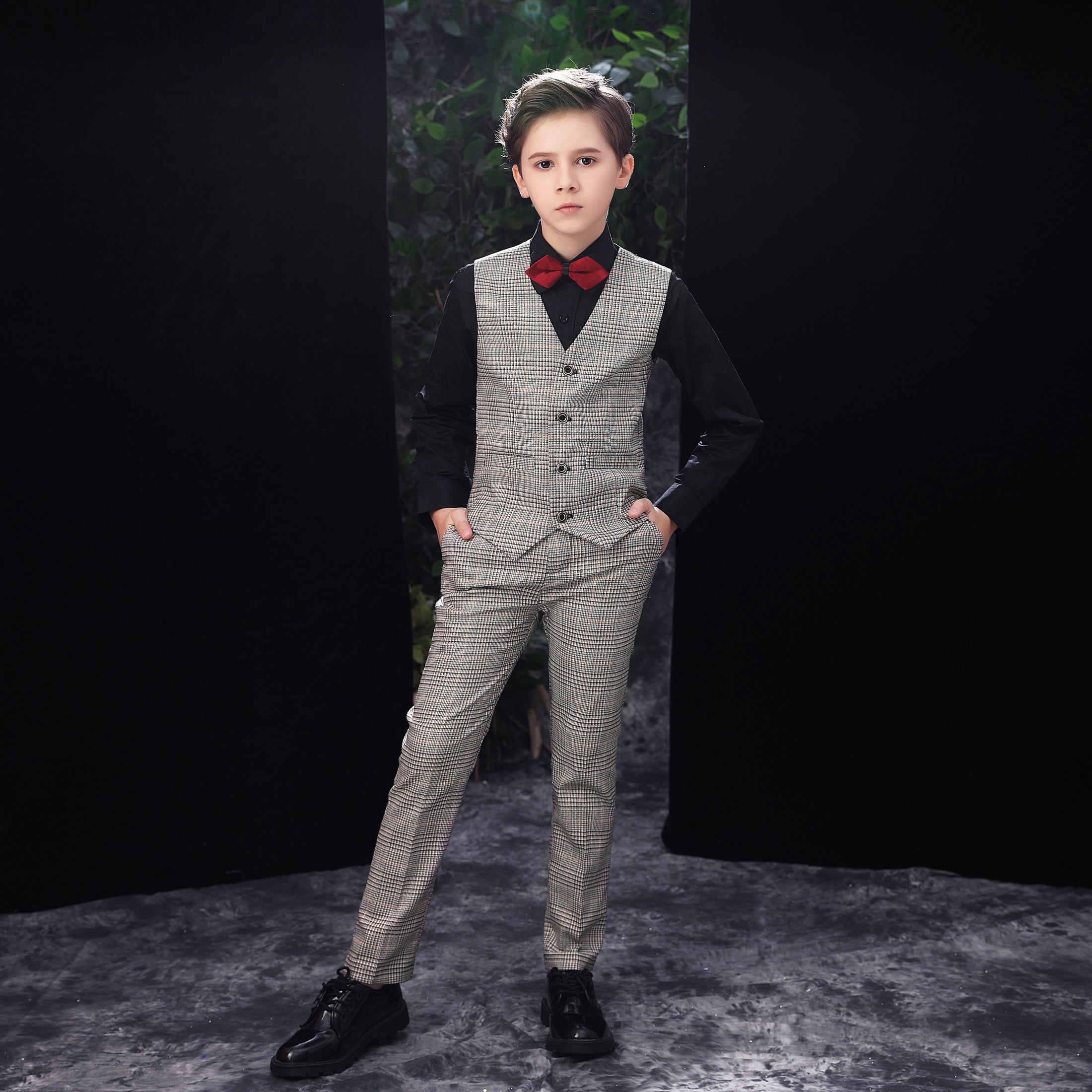 Grey Slim Fit Party 5 Piece Boys Suits