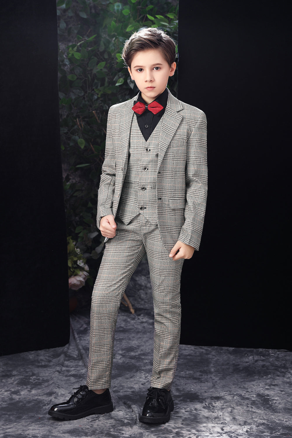 Grey Slim Fit Party 5 Piece Boys Suits