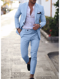 Gallery viewerに画像を読み込む, Men's Linen Suits Summer Beach Wedding Suits 2 Piece Suits Tailored Fit 2024
