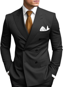 Double Breasted Peak Lapel 2 Piece Mens Slim Fit Suit