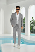 Charger l'image dans la visionneuse de la galerie, Seersucker Striped Blazer Pants 2 Piece Men's Summer Suit
