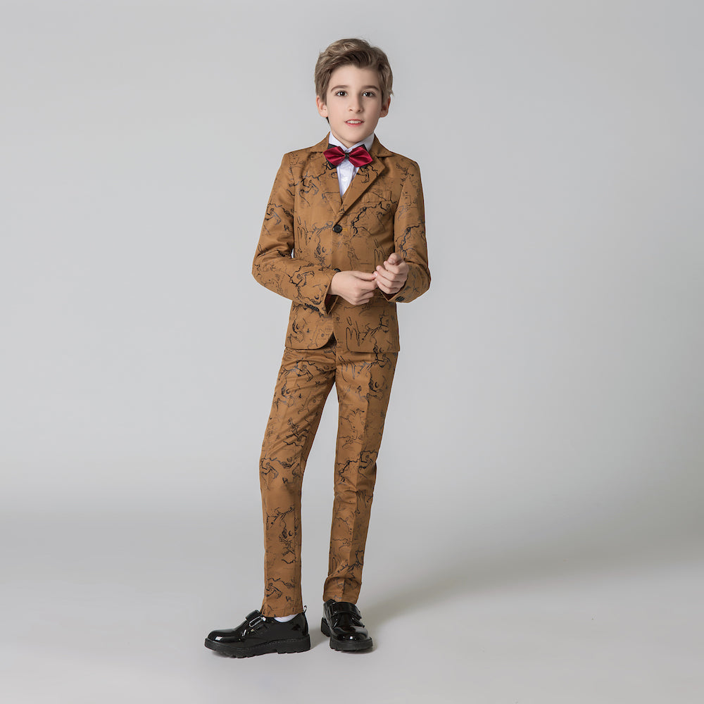 Unique Design Slim Fit Modern 5 Piece Boys Suits