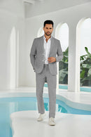 Seersucker Striped Blazer Pants 2 Piece Men's Summer Suit