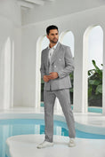 Cargar la imagen en la vista de la galería, Seersucker Double Breasted Blazer Pants 2 Piece Men's Summer Suit
